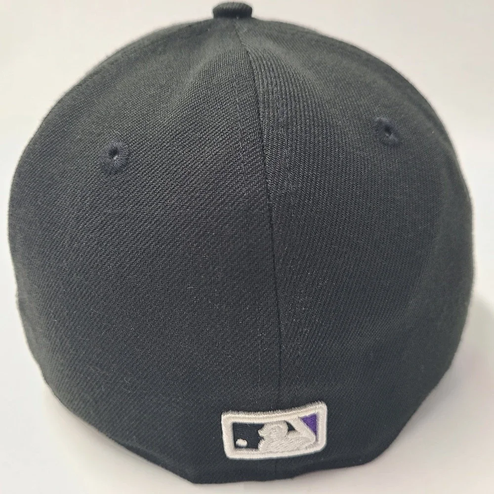 Colorado Rockies Hat Fitted 7 1/8 New Era 59Fifty Black 25th Anniversary Patch‎